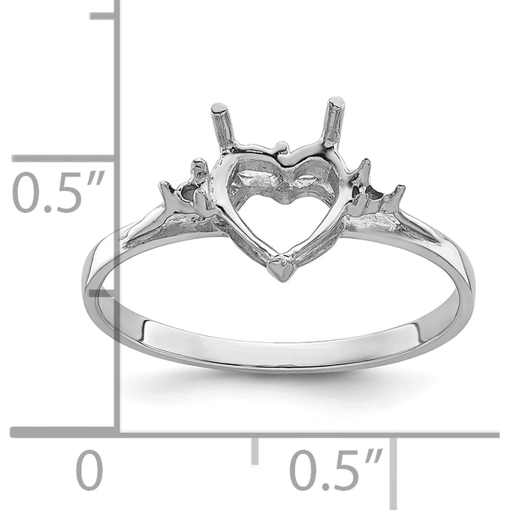 14K White Gold 7mm Heart Shaped Gemstone Ring Mounting by Monteluci Fine Jewelry