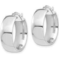 14K White Gold 7mm High Polished Hoop Earrings with Rhodium Plating by 0