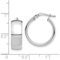 14K White Gold 7mm High Polished Hoop Earrings with Rhodium Plating by 0