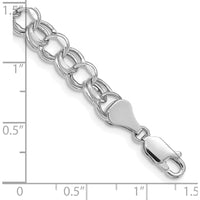 14K White Gold 7mm Hollow Diamond-Cut Double Link Charm Bracelet - 7" Length by Oro Pregiato