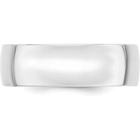 14K White Gold 7mm Lightweight Comfort Fit Wedding Band - Polished Finish, Rhodium Plated, Size 9.5 by 0