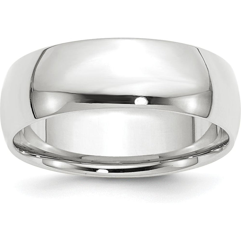 14K White Gold 7mm Lightweight Comfort Fit Wedding Band Size 8 - Polished Finish by 0