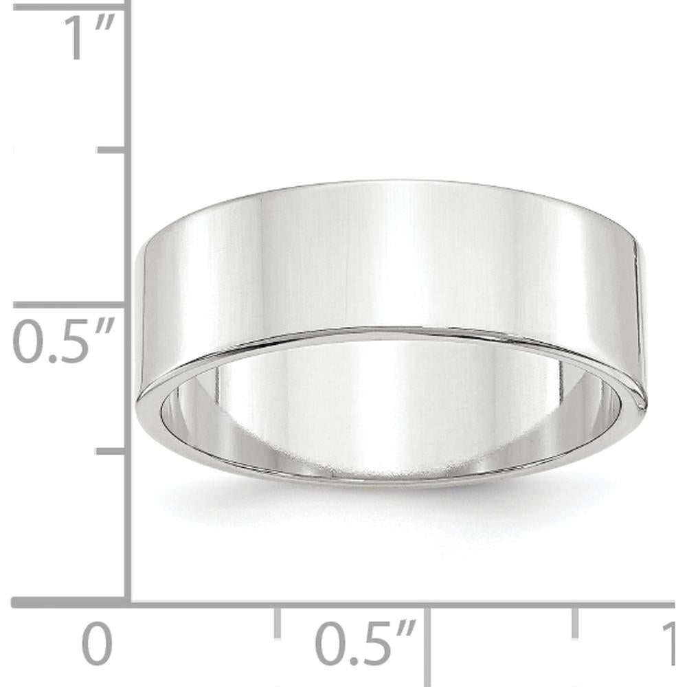 14K White Gold 7mm Lightweight Flat Wedding Band - Size 11 by Luciano & Cie
