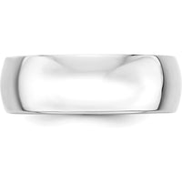 14K White Gold 7mm Lightweight Half Round Wedding Band - Size 10.5 by Luciano & Cie