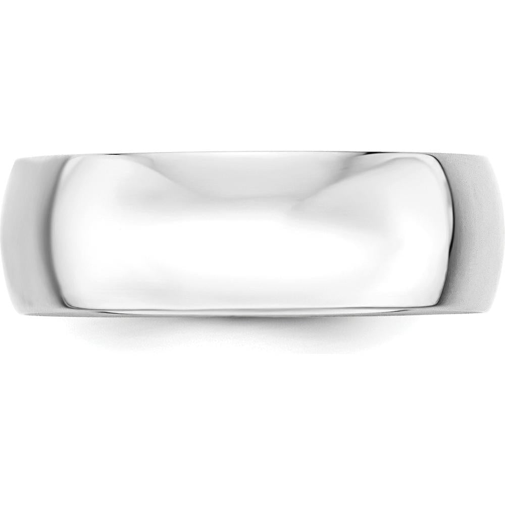 14K White Gold 7mm Lightweight Half Round Wedding Band - Size 10.5 by Luciano & Cie
