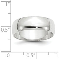 14K White Gold 7mm Lightweight Half Round Wedding Band - Size 10.5 by Luciano & Cie