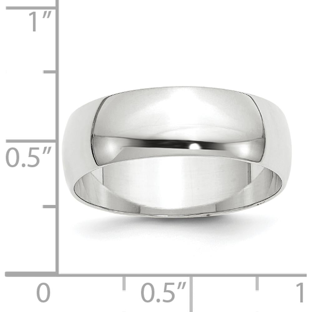14K White Gold 7mm Lightweight Half Round Wedding Band - Size 10.5 by Luciano & Cie