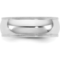 14K White Gold 7mm Milgrain Comfort Fit Band with Polished Finish - Size 9 by Luciano & Cie