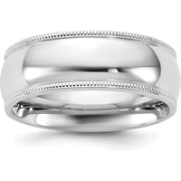14K White Gold 7mm Milgrain Comfort Fit Wedding Band - Polished Finish by Luciano & Cie