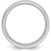 14K White Gold 7mm Milgrain Comfort Fit Wedding Band - Size 5 by Luciano & Cie