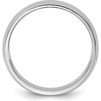 14K White Gold 7mm Milgrain Half Round Band Ring - Unisex Wedding Band, Polished Finish by Luciano & Cie