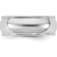 14K White Gold 7mm Milgrain Half Round Wedding Band - Engravable and Polished Finish by Luciano & Cie