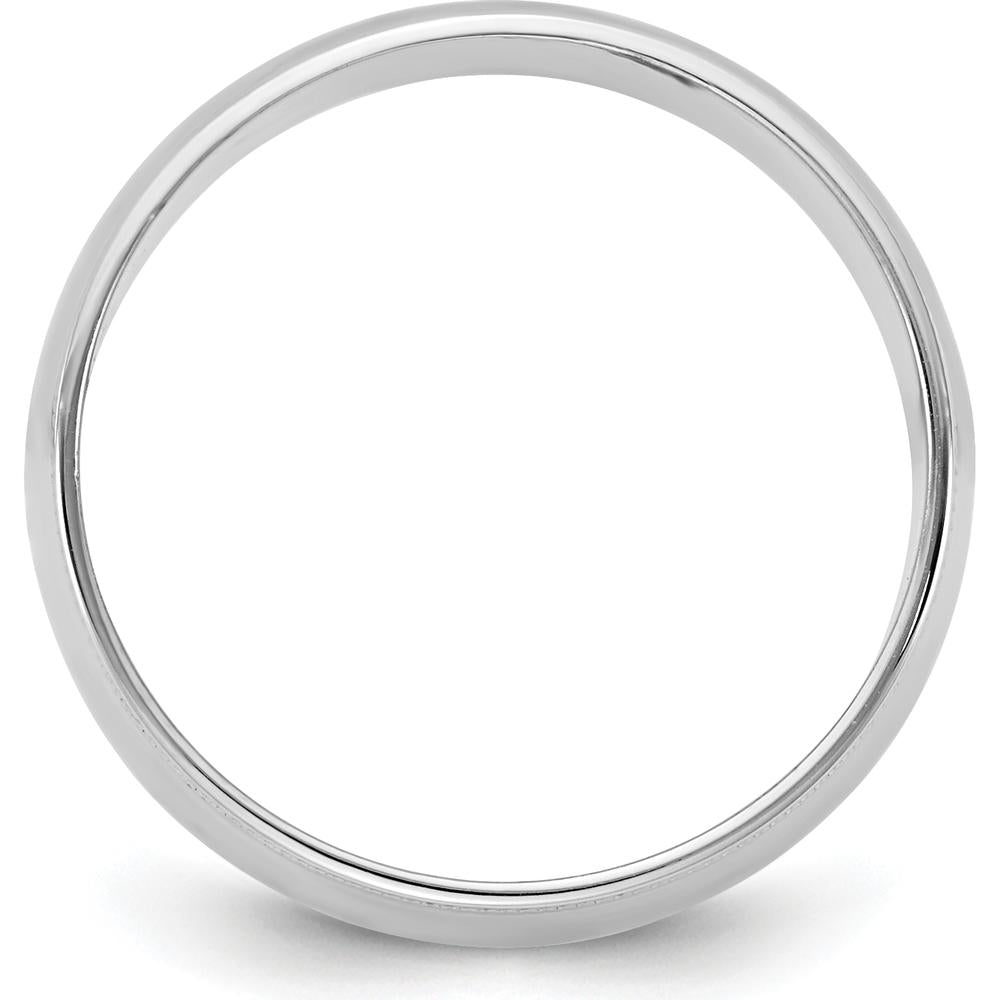 14K White Gold 7mm Milgrain Half Round Wedding Band - Engravable, Polished Finish by Luciano & Cie