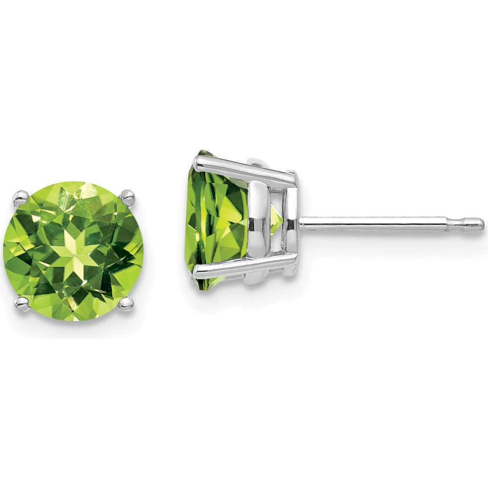 14K White Gold 7mm Peridot Stud Earrings - 1.43 Carat Total Peridot Weight by Monteluci Fine Jewelry