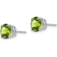 14K White Gold 7mm Peridot Stud Earrings - 1.43 Carat Total Peridot Weight by Monteluci Fine Jewelry