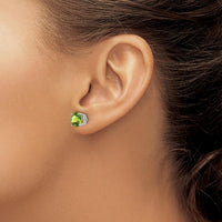 14K White Gold 7mm Peridot Stud Earrings - 1.43 Carat Total Peridot Weight by Monteluci Fine Jewelry