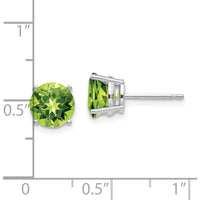 14K White Gold 7mm Peridot Stud Earrings - 1.43 Carat Total Peridot Weight by Monteluci Fine Jewelry