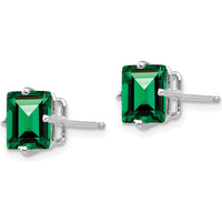 14K White Gold 7mm Princess Cut Green Helenite Stud Earrings - 2.0 Carat Total Gem Weight by Monteluci Fine Jewelry