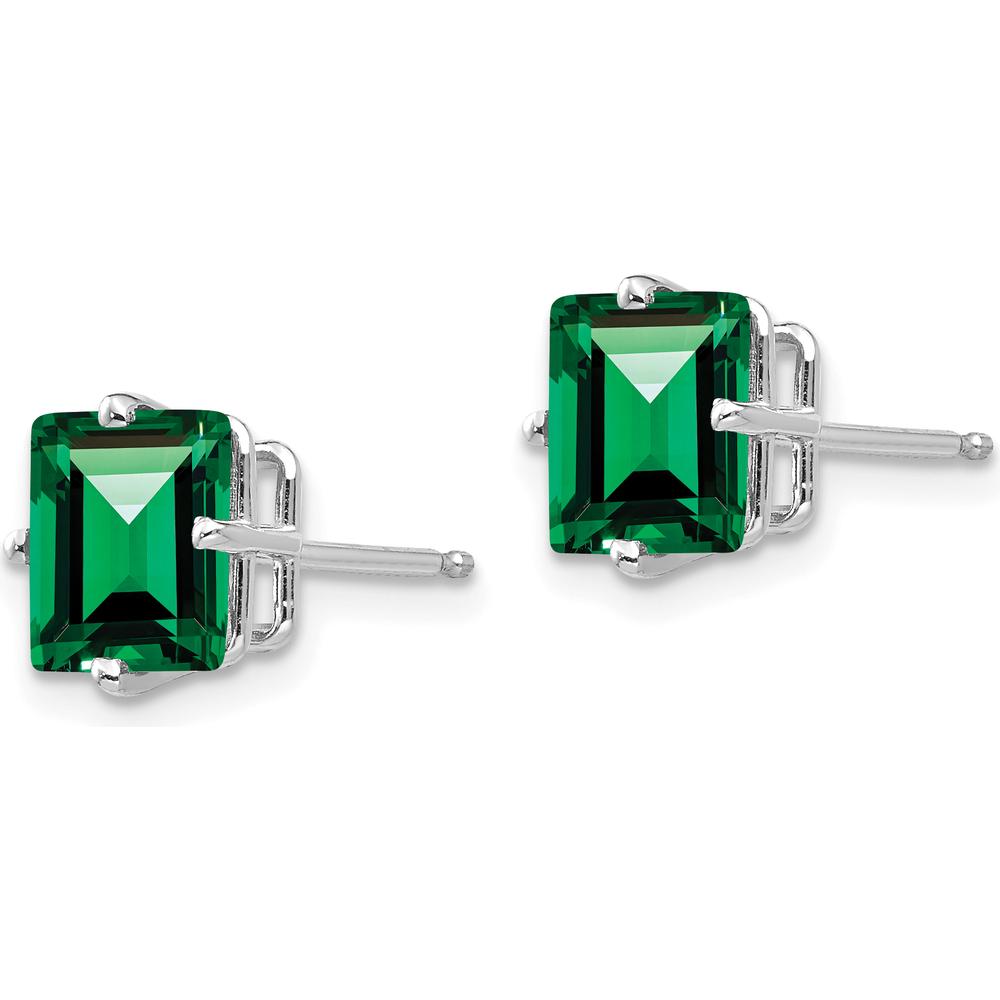14K White Gold 7mm Princess Cut Green Helenite Stud Earrings - 2.0 Carat Total Gem Weight by Monteluci Fine Jewelry