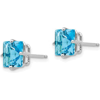 14K White Gold 7mm Princess Cut Swiss Blue Topaz Earrings - 2.00 Carat Total Blue Topaz Weight by Monteluci Fine Jewelry