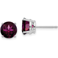 14K White Gold 7mm Rhodolite Garnet Stud Earrings - 1.65 Carat Total Garnet Weight by Monteluci Fine Jewelry