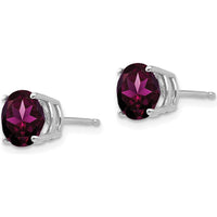 14K White Gold 7mm Rhodolite Garnet Stud Earrings - 1.65 Carat Total Garnet Weight by Monteluci Fine Jewelry