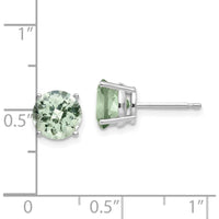 14K White Gold 7mm Round Checker-Cut Green Quartz Stud Earrings - 1.1 Carat Total Gemstone Weight by Monteluci Fine Jewelry