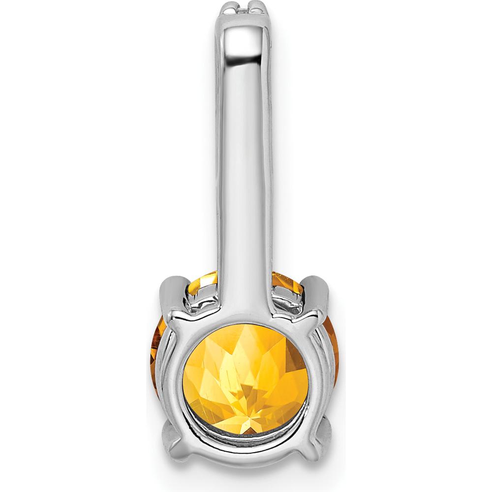 14K White Gold 7mm Round Citrine and Diamond Pendant - 1.25 Carat Citrine, 0.0253 Carat Total Diamond Weight by Lumare Gioia