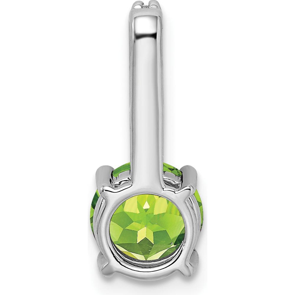 14K White Gold 7mm Round Peridot and Diamond Pendant with Rhodium Plating - 1.25 Carat Peridot & 0.03 Carat Diamonds by Lumare Gioia