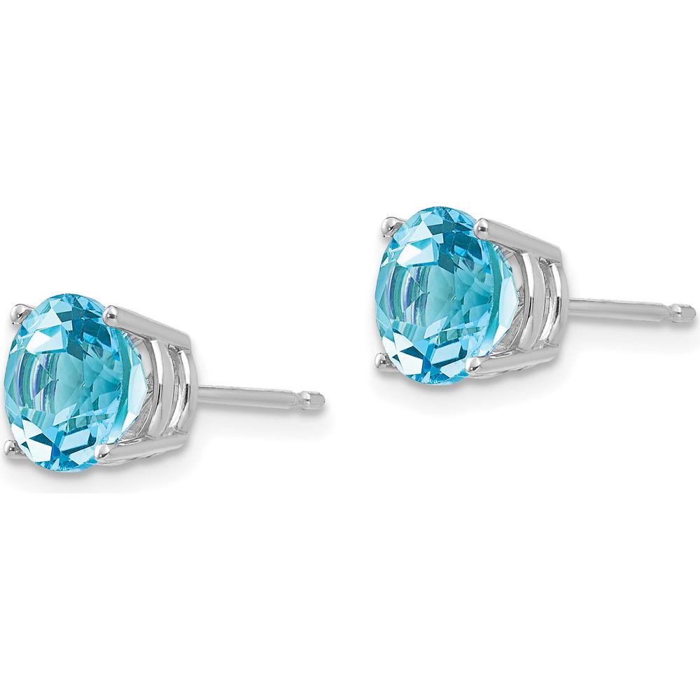 14K White Gold 7mm Swiss Blue Topaz Stud Earrings - 1.6 Carat Total Carat Weight by Monteluci Fine Jewelry