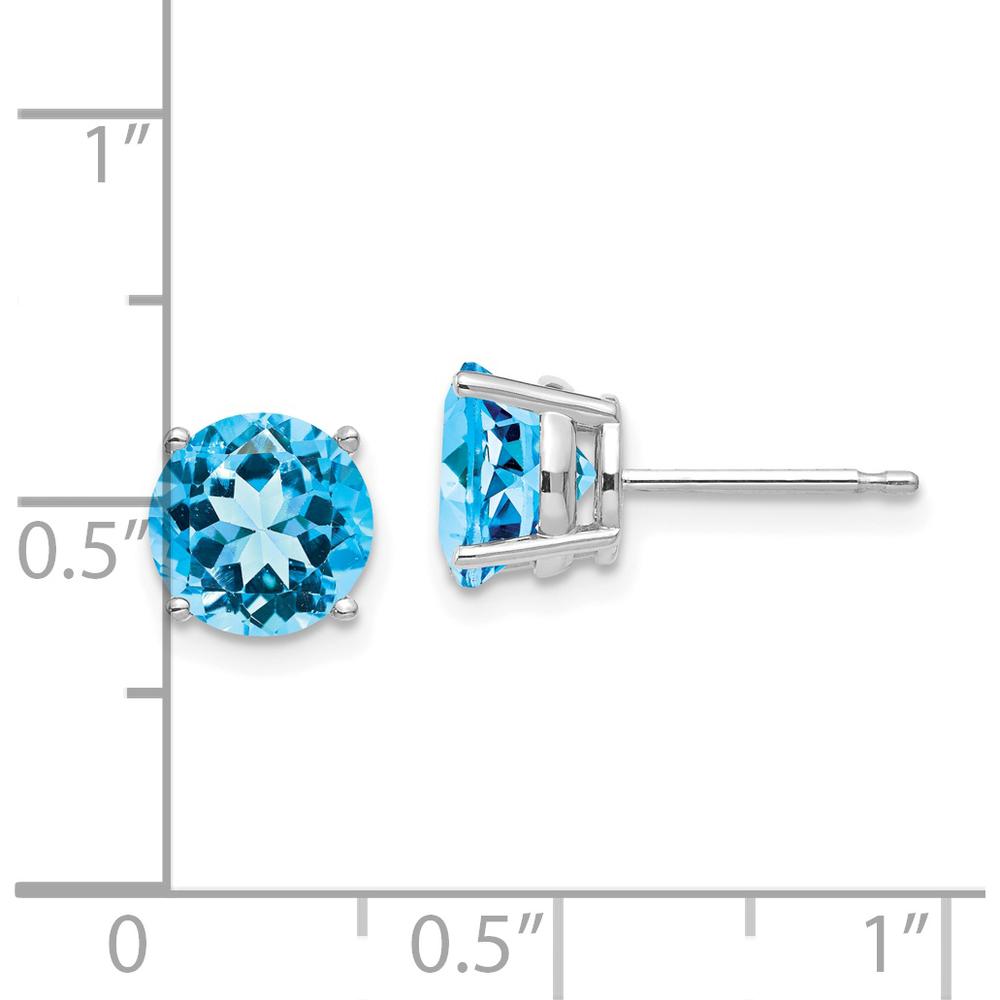 14K White Gold 7mm Swiss Blue Topaz Stud Earrings - 1.6 Carat Total Carat Weight by Monteluci Fine Jewelry