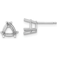 14K White Gold 7mm Trillion Earring Mountings - Solid Studs for Custom Stones by Monteluci Fine Jewelry