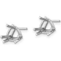 14K White Gold 7mm Trillion Earring Mountings - Solid Studs for Custom Stones by Monteluci Fine Jewelry