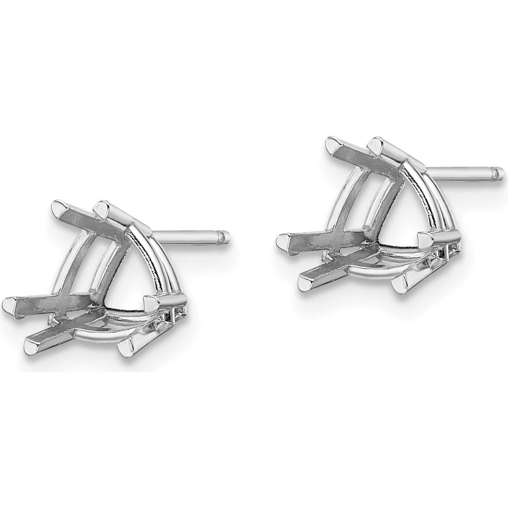 14K White Gold 7mm Trillion Earring Mountings - Solid Studs for Custom Stones by Monteluci Fine Jewelry
