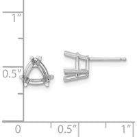 14K White Gold 7mm Trillion Earring Mountings - Solid Studs for Custom Stones by Monteluci Fine Jewelry