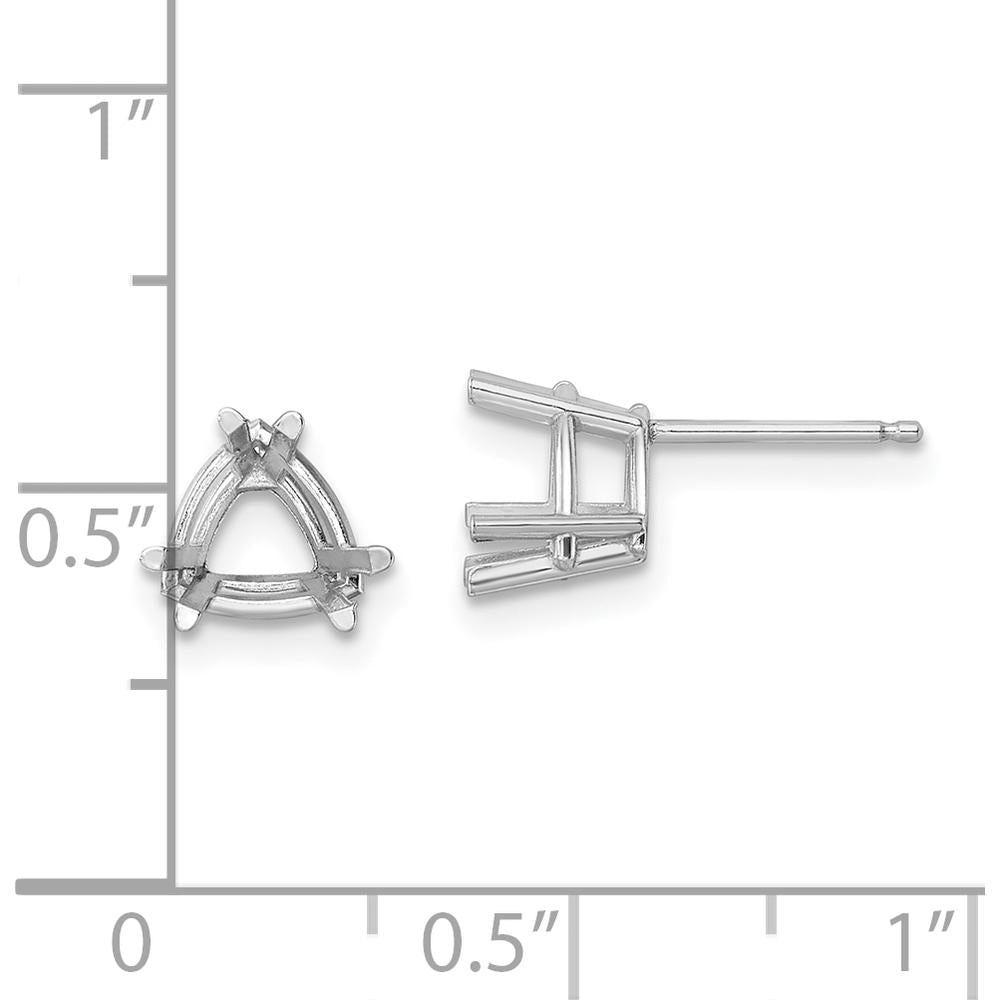14K White Gold 7mm Trillion Earring Mountings - Solid Studs for Custom Stones by Monteluci Fine Jewelry