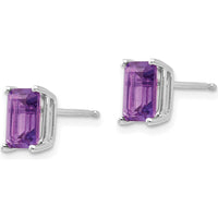 14K White Gold 7x5mm Emerald Cut Amethyst Stud Earrings - 0.9 Carat Total Amethyst Weight by Monteluci Fine Jewelry