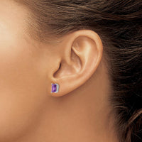 14K White Gold 7x5mm Emerald Cut Amethyst Stud Earrings - 0.9 Carat Total Amethyst Weight by Monteluci Fine Jewelry