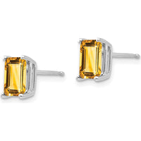 14K White Gold 7x5mm Emerald Cut Citrine Stud Earrings - 0.95 Carat Total Gem Weight by Monteluci Fine Jewelry