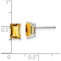 14K White Gold 7x5mm Emerald Cut Citrine Stud Earrings - 0.95 Carat Total Gem Weight by Monteluci Fine Jewelry