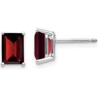 14K White Gold 7x5mm Emerald Cut Garnet Earrings - 1.25 Carat Total Garnet Weight by Monteluci Fine Jewelry