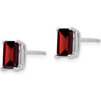 14K White Gold 7x5mm Emerald Cut Garnet Earrings - 1.25 Carat Total Garnet Weight by Monteluci Fine Jewelry