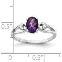 14K White Gold 7x5mm Oval Amethyst and Diamond Accent Ring - 0.75 Carat Amethyst, 0.05 Carat Total Diamond Weight by Monteluci Fine Jewelry