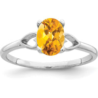 14K White Gold 7x5mm Oval Natural Citrine Ring with Polished Open-Heart Shoulders - 0.80 Carat Total Gem Weight by Monteluci Fine Jewelry