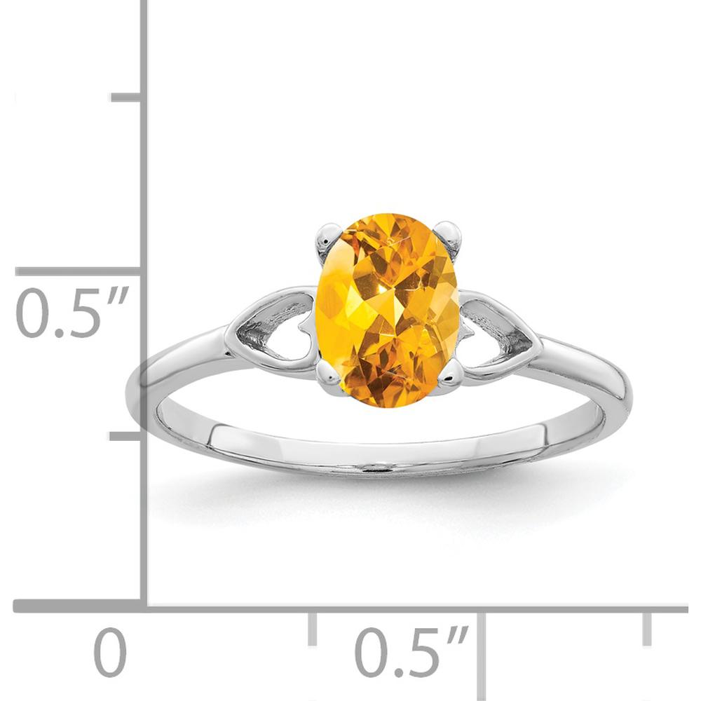 14K White Gold 7x5mm Oval Natural Citrine Ring with Polished Open-Heart Shoulders - 0.80 Carat Total Gem Weight by Monteluci Fine Jewelry