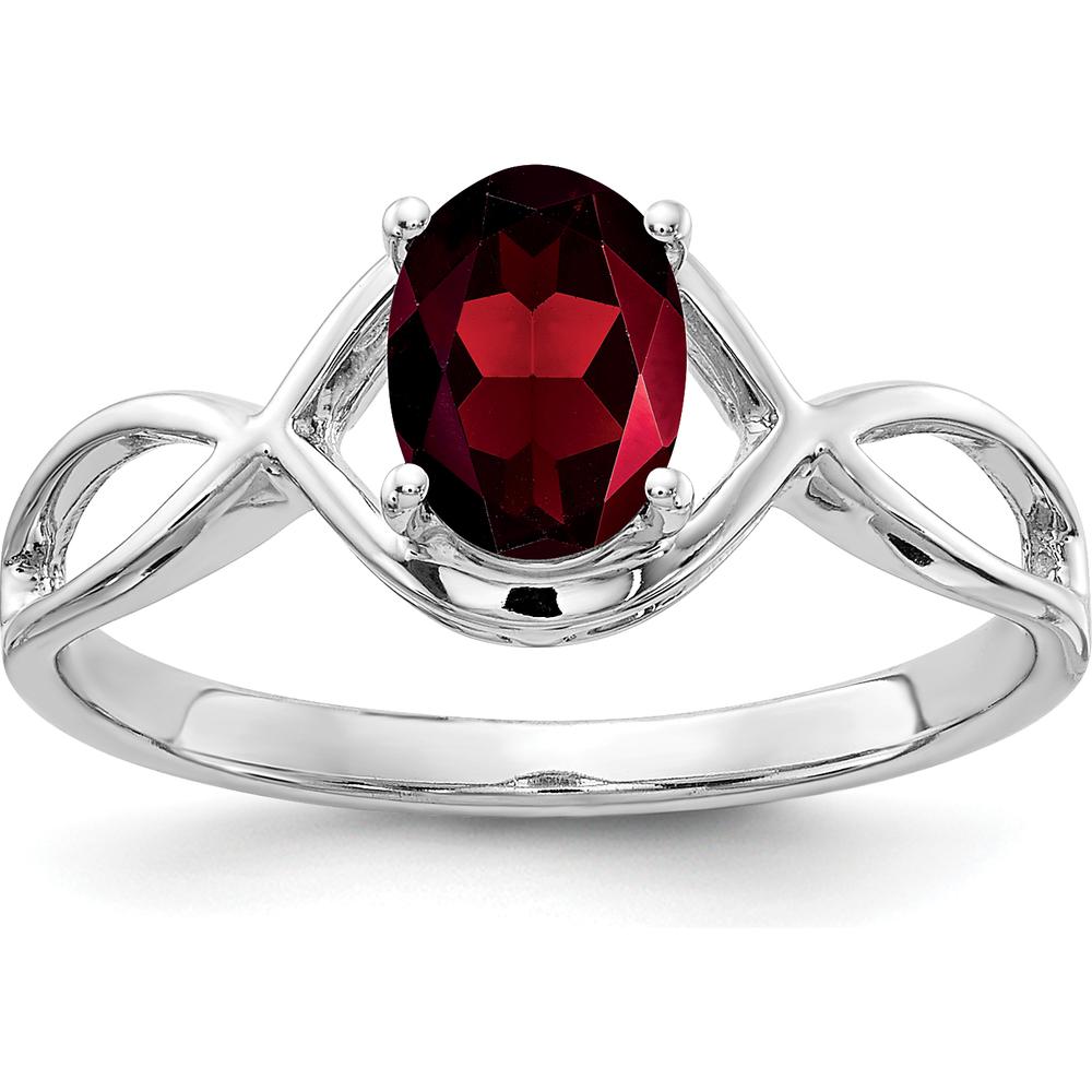 14K White Gold 7x5mm Oval Natural Garnet Ring - 1.00 Carat Total Gem Weight by Monteluci Fine Jewelry
