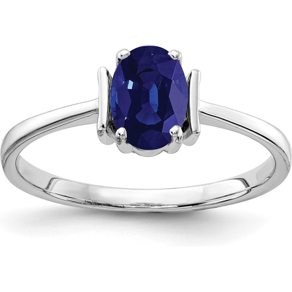 14K White Gold 7x5mm Oval Natural Sapphire Ring - 1.05 Carat Gemstone Weight by Monteluci Fine Jewelry