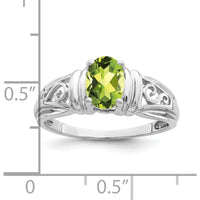 14K White Gold 7x5mm Oval Peridot Ring - 0.85 Carat Total Weight by Monteluci Fine Jewelry