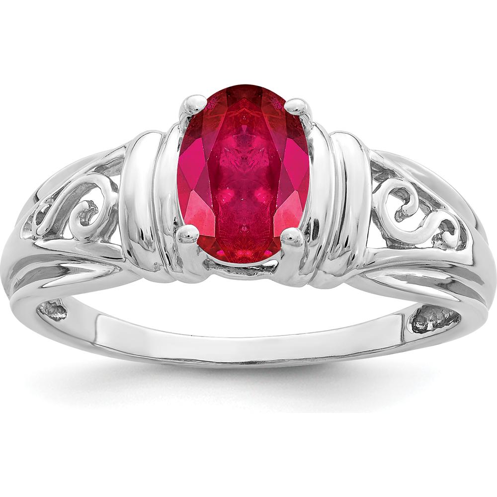 14K White Gold 7x5mm Oval Ruby Ring - 1.1 Carat Total Ruby Weight by Monteluci Fine Jewelry