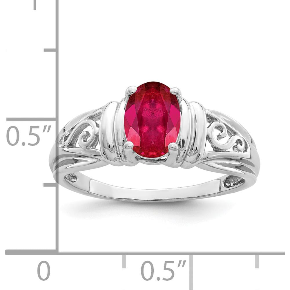 14K White Gold 7x5mm Oval Ruby Ring - 1.1 Carat Total Ruby Weight by Monteluci Fine Jewelry